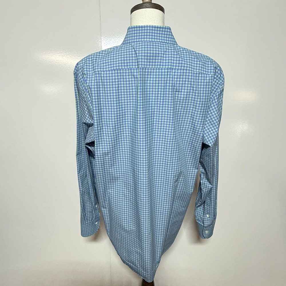 Ledbury Shirt Mens XXL Blue Green Gingham Plaid Slim Fit Long Sleeve Button Up - Picture 3 of 9